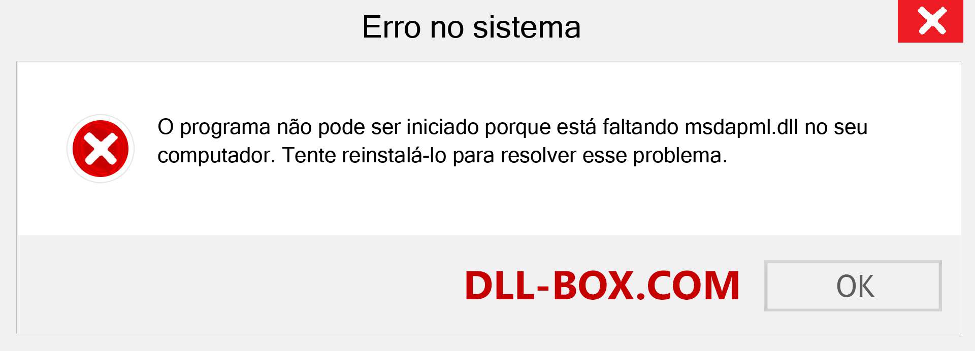 Arquivo msdapml.dll ausente ?. Download para Windows 7, 8, 10 - Correção de erro ausente msdapml dll no Windows, fotos, imagens